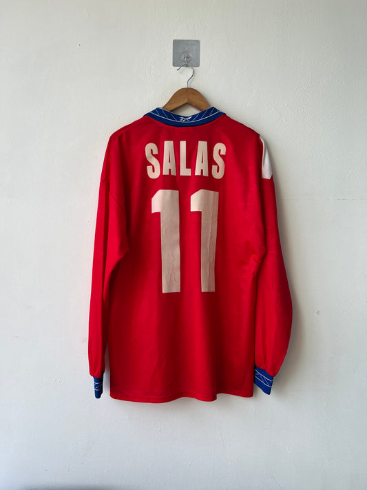 (L) Chile 1997-99 Home Long Sleeve Shirt Salas #11