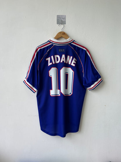 (M fits L) France 1998-00 Home Shirt Zidane #10