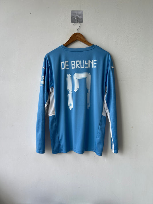 (L) Manchester City 2021-22 Home Long Sleeve Shirt De Bruyne #17