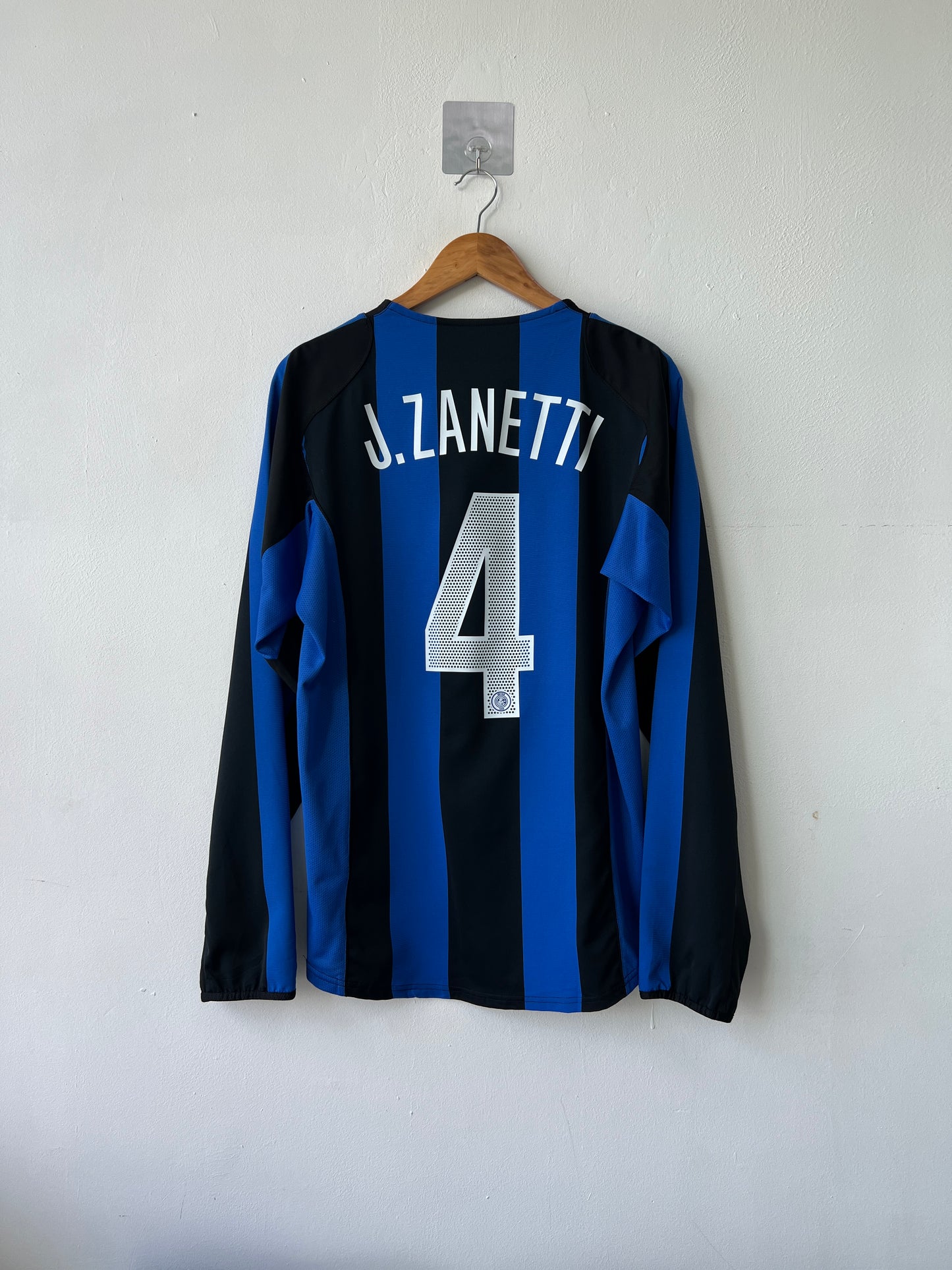 (M) Inter Milan 2004-05 Home Long Sleeve Shirt J. Zanetti #4