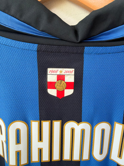 (XL) Inter Milan 2007-08 Home Long Sleeve Shirt Ibrahimovic #8