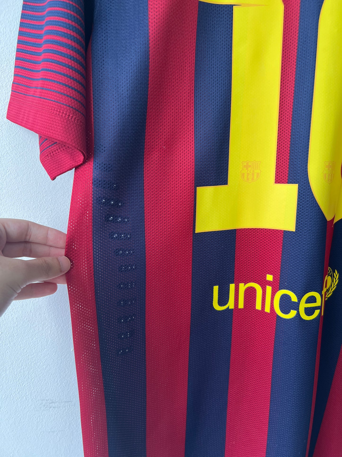 (XL) Barcelona 2013-14 Home Player Version Shirt Messi #10