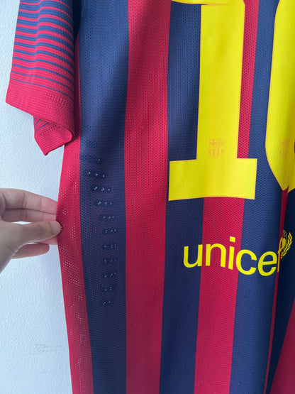 (XL) Barcelona 2013-14 Home Player Version Shirt Messi #10