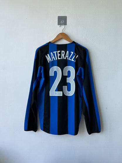 (M) Inter Milan 2004-05 Home Long Sleeve Materazzi #23