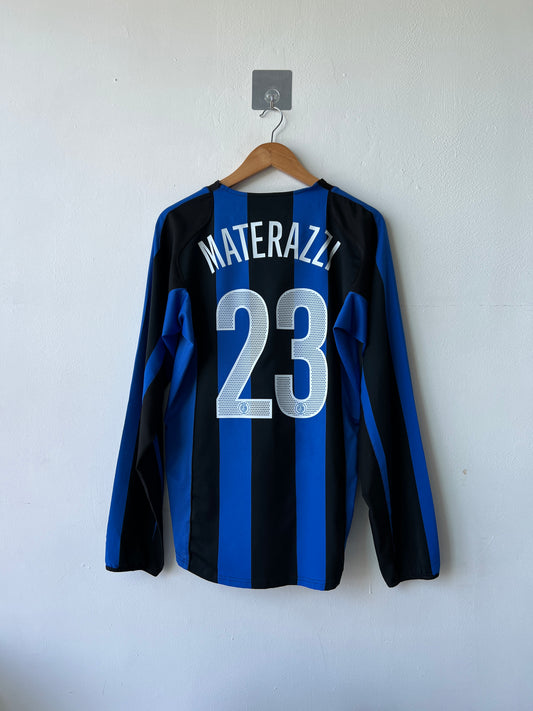 (M) Inter Milan 2004-05 Home Long Sleeve Materazzi #23
