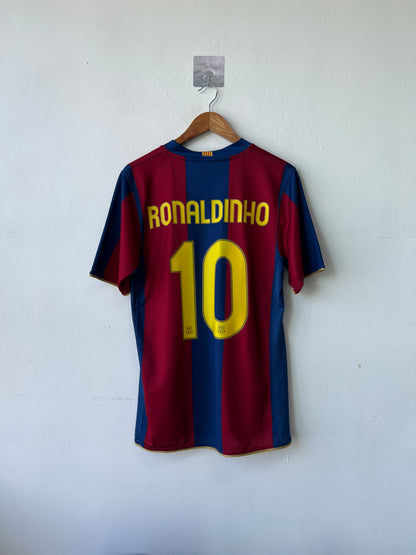 (M) Barcelona 2007-08 Home Player Version Shirt Ronaldinho #10