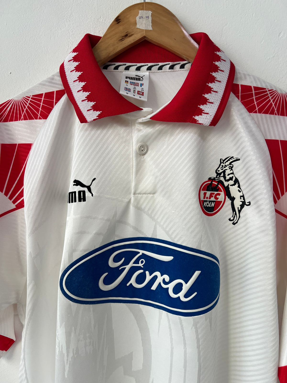 (M fits L) FC Koln 1996-97 Home Shirt
