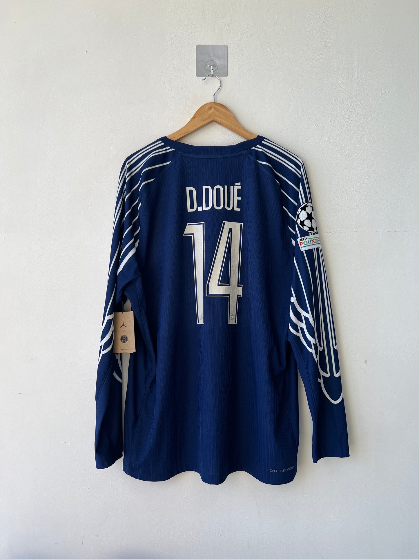 (XXL) PSG 2024-25 Fourth Long Sleeve Player Version Shirt D. Doue #14 (NEW)