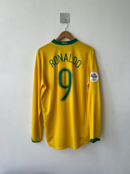(L) Brazil 2006-08 Home Long Sleeve Shirt Ronaldo #9