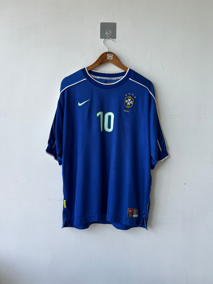 (L fits XL) Brazil 1998-00 Away Shirt Rivaldo #10