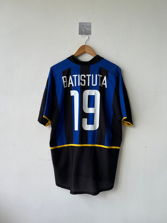 (L fits XL) Inter Milan 2002-03 Home Shirt Batistuta #19