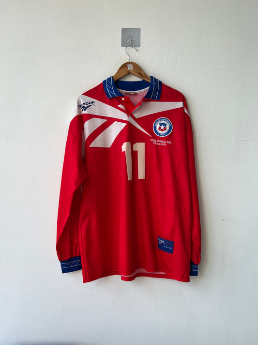 (L) Chile 1997-99 Home Long Sleeve Shirt Salas #11