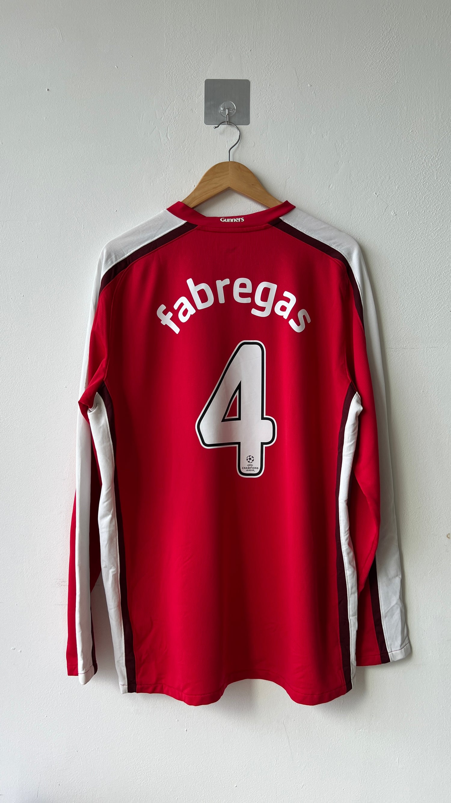 Arsenal 2008 2009 2010 home long sleeve shirt with a fabregas nameset-authentic vintage nike jersey in red-back view