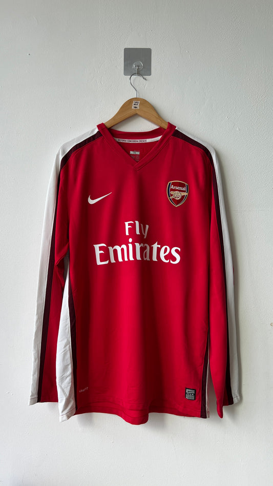 Arsenal 2008 2009 2010 home long sleeve shirt with a fabregas nameset-authentic vintage nike jersey in red-front view-287536 nike