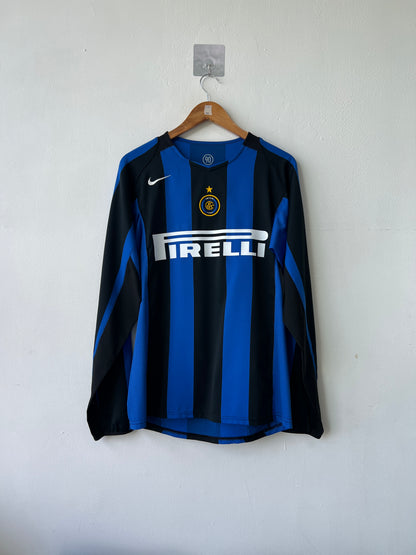 (M) Inter Milan 2004-05 Home Long Sleeve Shirt J. Zanetti #4