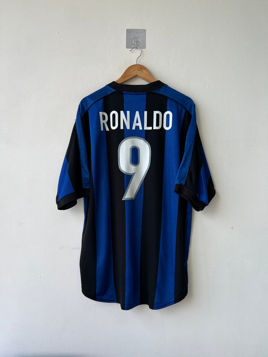 (XL) Inter Milan 1999-00 Home Player Version Shirt Ronaldo #9