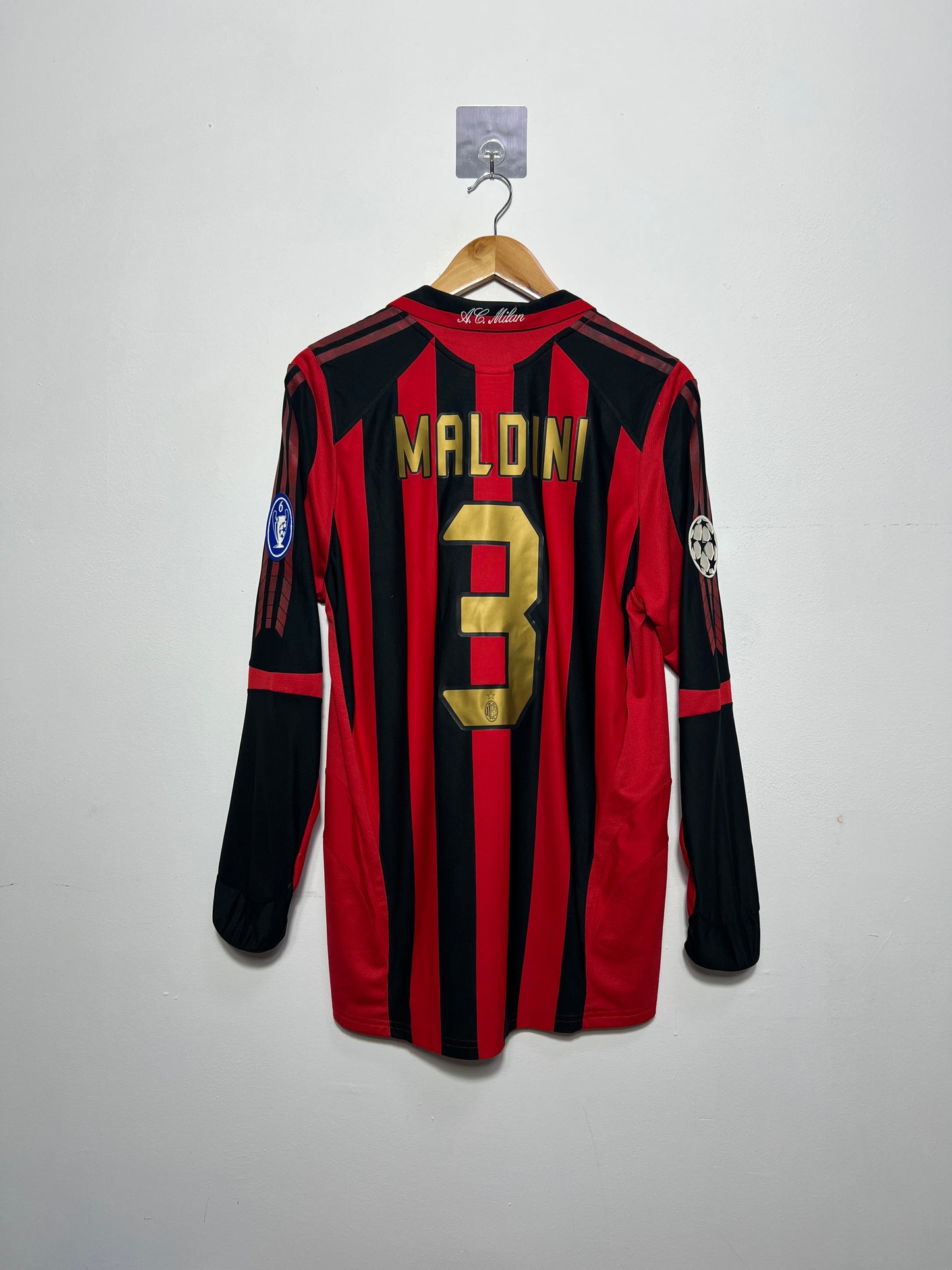 (M) AC Milan 2005-06 Home Long Sleeve Shirt Maldini #3