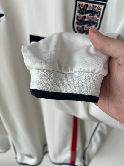 (XL) England 2001-03 Home Long Sleeve Shirt Beckham #7