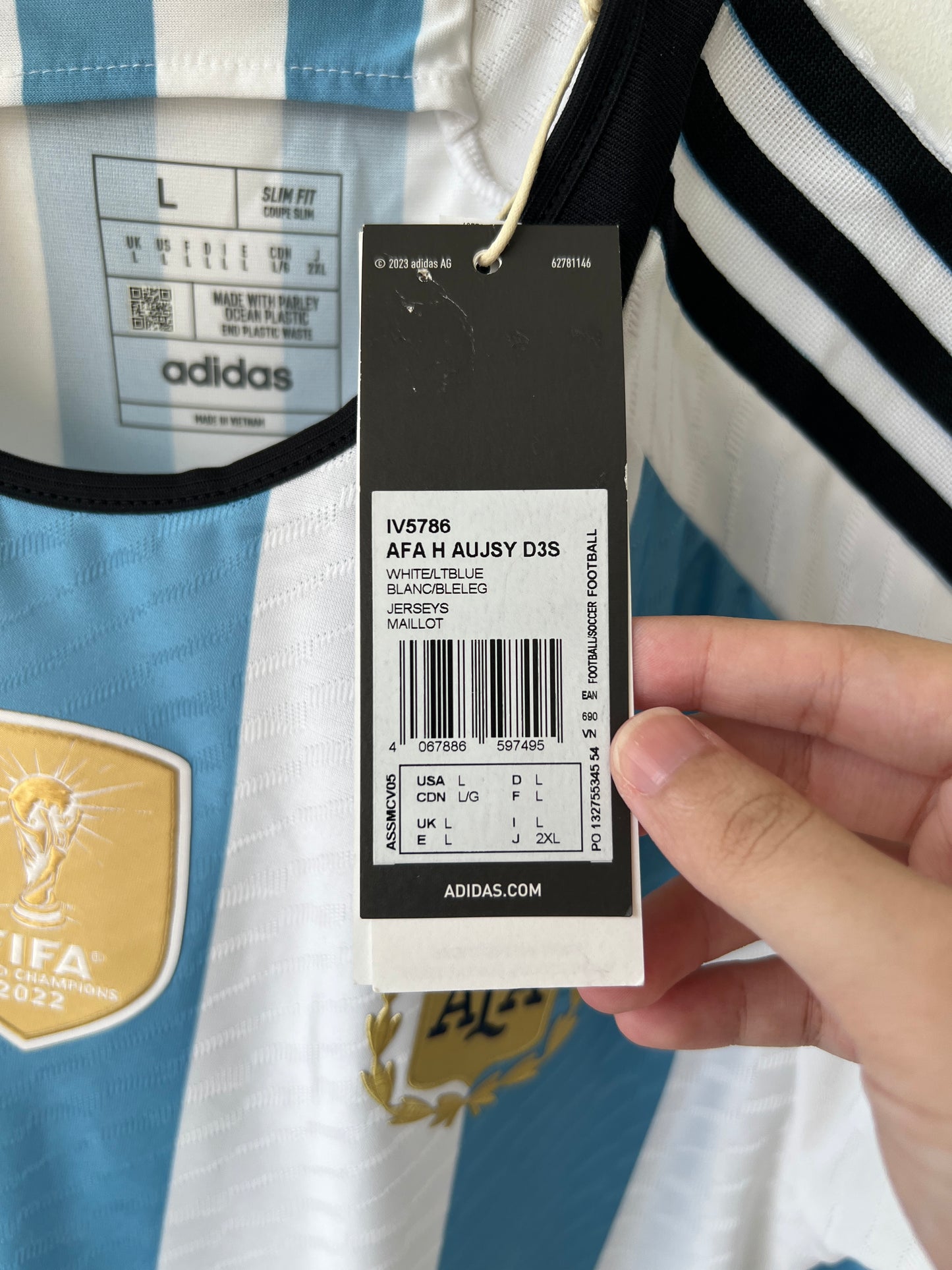 (L) Argentina 2022-24 Home Player Version Shirt (NEW)