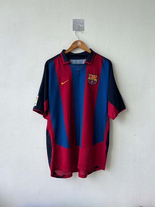 (XL) Barcelona 2003-04 Home Shirt Ronaldinho #10