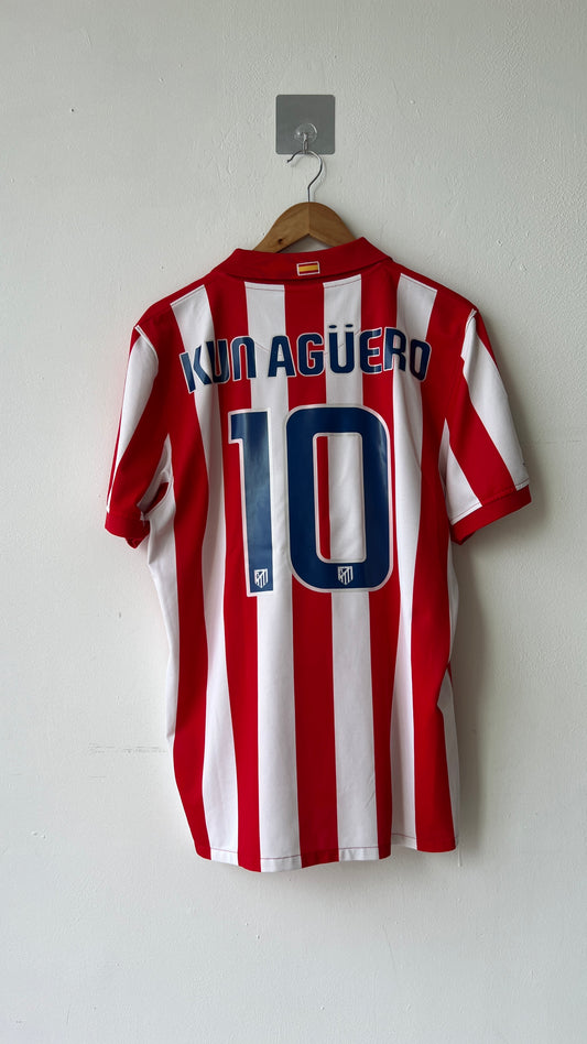 Atletico Madrid 2009-10 Home Shirt Kun Aguero #10 (L)
