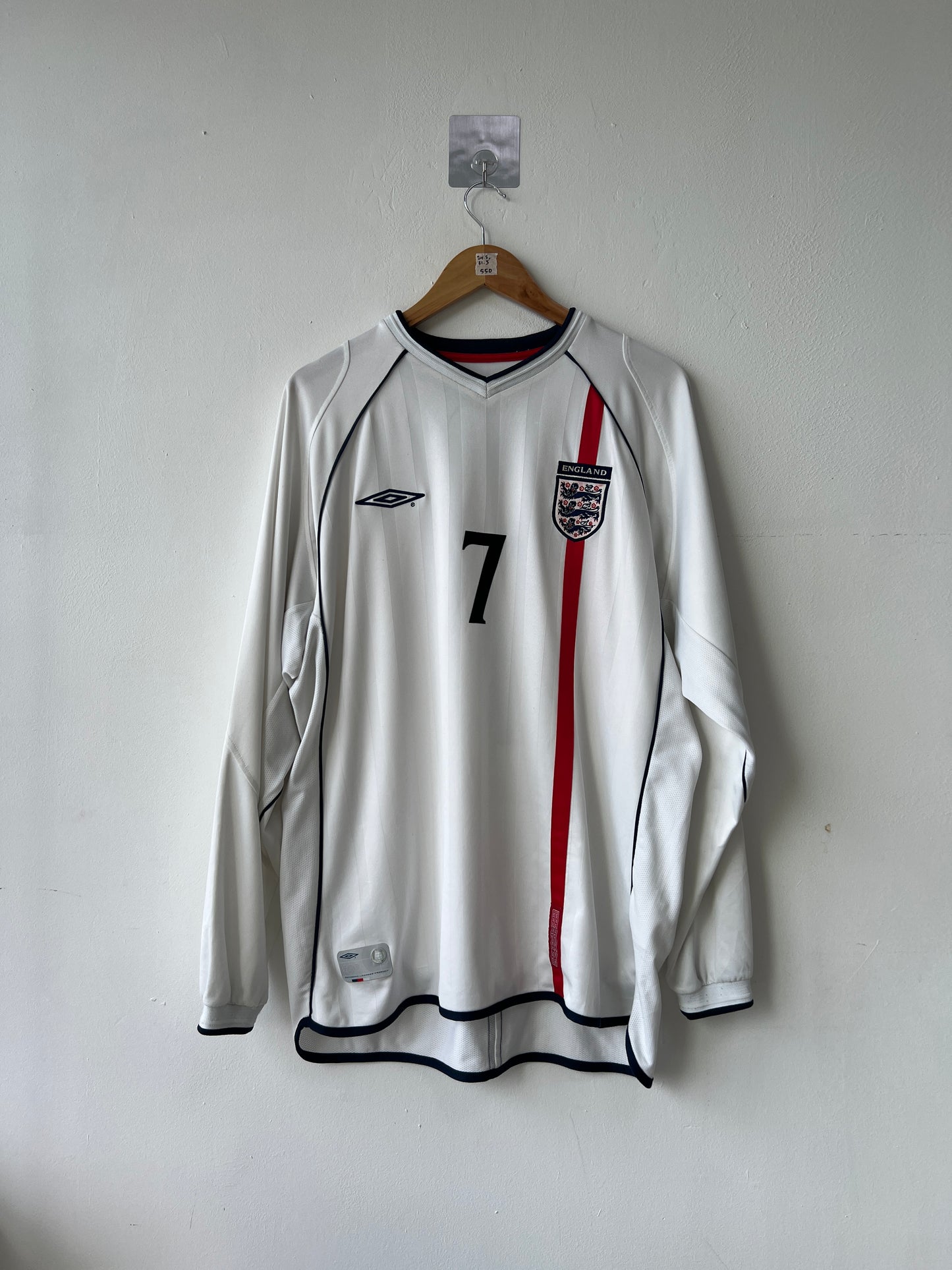 (XL) England 2001-03 Home Long Sleeve Shirt Beckham #7