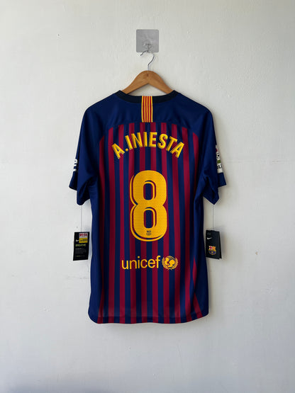 (L) Barcelona 2018-19 Home Shirt A. Iniesta (NEW) (Tribute)