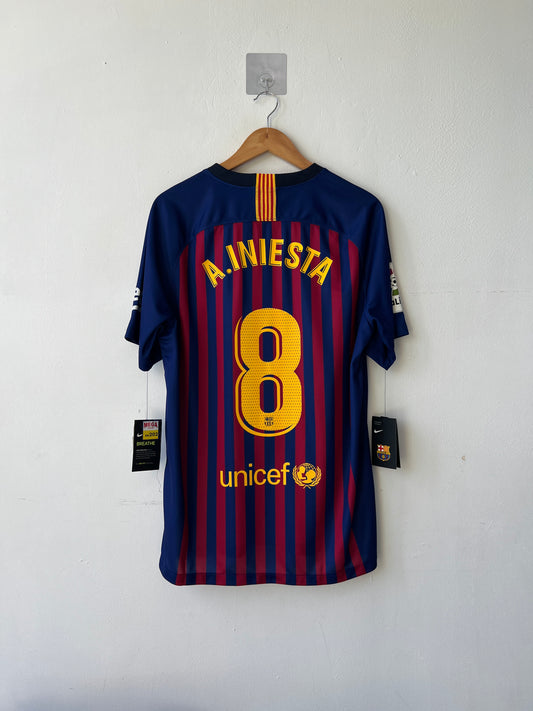 (L) Barcelona 2018-19 Home Shirt A. Iniesta (NEW) (Tribute)