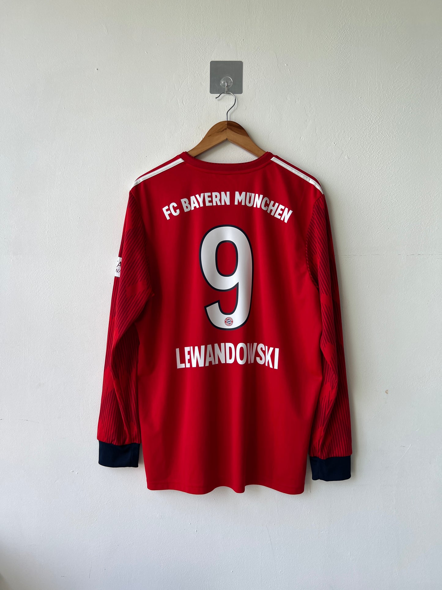 (XL) Bayern Munich 2018-19 Home Long Sleeve Shirt Lewandowski #9
