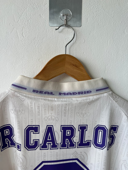 (M fits L) Real Madrid 1996-97 Home Shirt R. Carlos #3