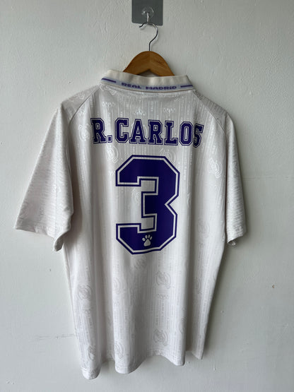 (M fits L) Real Madrid 1996-97 Home Shirt R. Carlos #3
