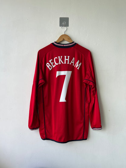 (L) England 2002-04 Away Long Sleeve Shirt Beckham #7 (Rerversible)