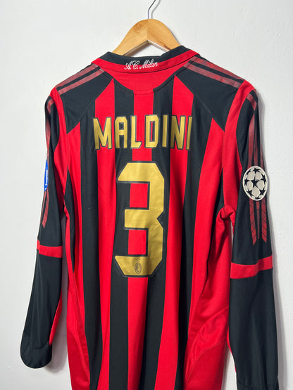 (M) AC Milan 2005-06 Home Long Sleeve Shirt Maldini #3