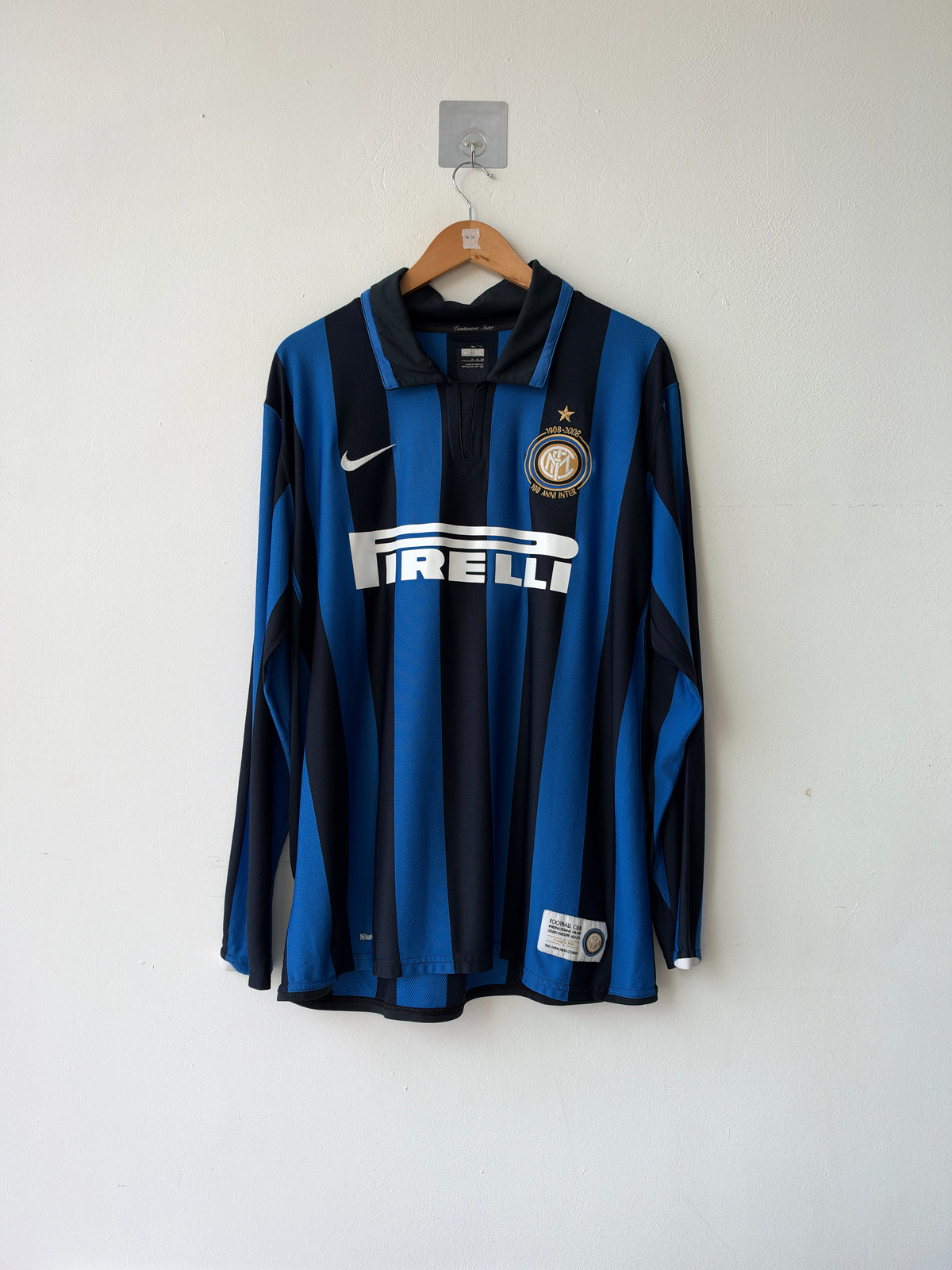 (XL) Inter Milan 2007-08 Home Long Sleeve Shirt Ibrahimovic #8