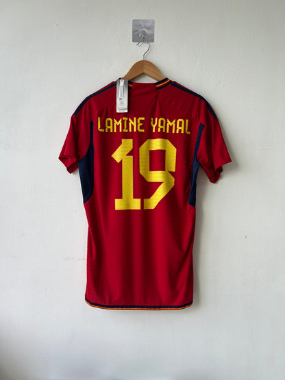 (L) Spain 2022-23 Home Player Version Shirt Lamine Yamal #19 (NEW)