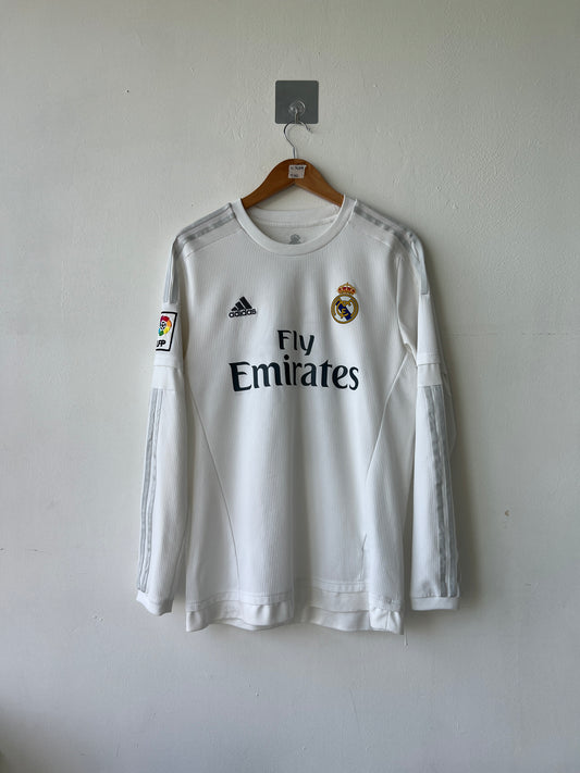 (L) Real Madrid 2015-16 Home Long Sleeve Shirt Bale #11