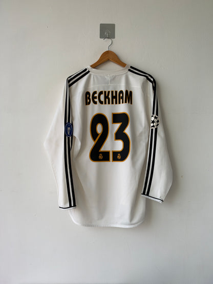 (L) Real Madrid 2003-04 Home Long Sleeve Shirt Beckham #23
