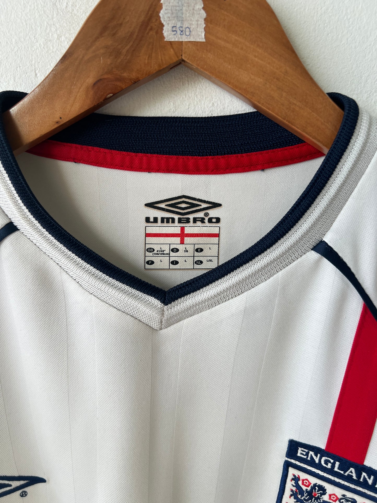 (L) England 2001-03 Home Long Sleeve Shirt Beckham #7