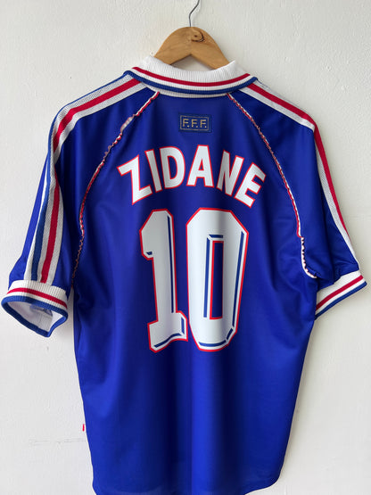 (M fits L) France 1998-00 Home Shirt Zidane #10