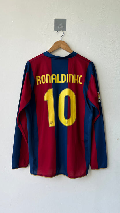 Barcelona 2007-08 Home L/S Shirt Ronaldinho #10 (L)