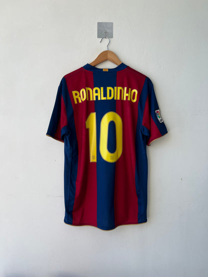 (L) Barcelona 2007-08 Home Shirt Ronaldinho #10