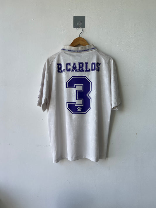 (M fits L) Real Madrid 1996-97 Home Shirt R. Carlos #3