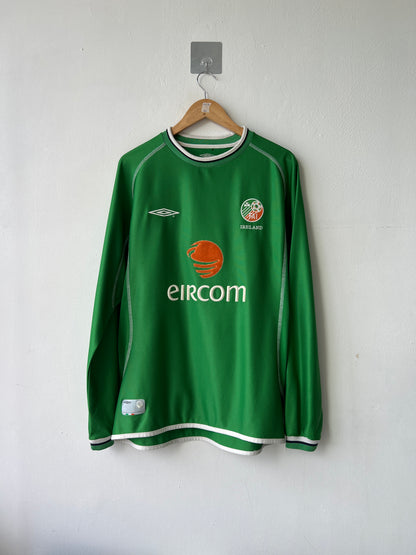 (L) Ireland 2002-03 Home Long Sleeve Shirt Keane #6
