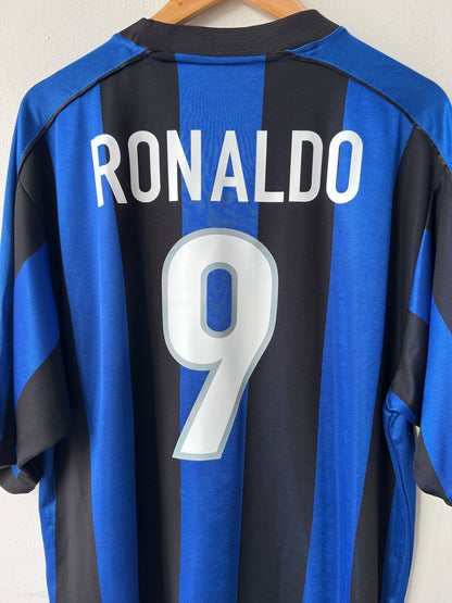 (XL) Inter Milan 1999-00 Home Player Version Shirt Ronaldo #9