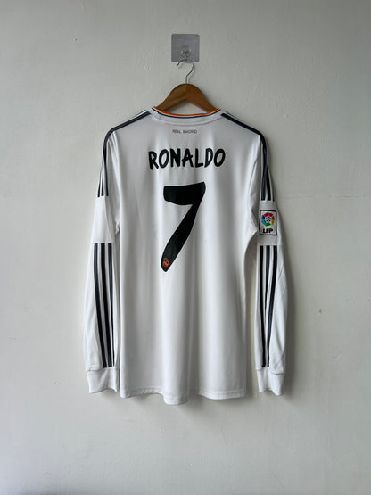 (L) Real Madrid 2013-14 Home Long Sleeve Shirt Ronaldo #7