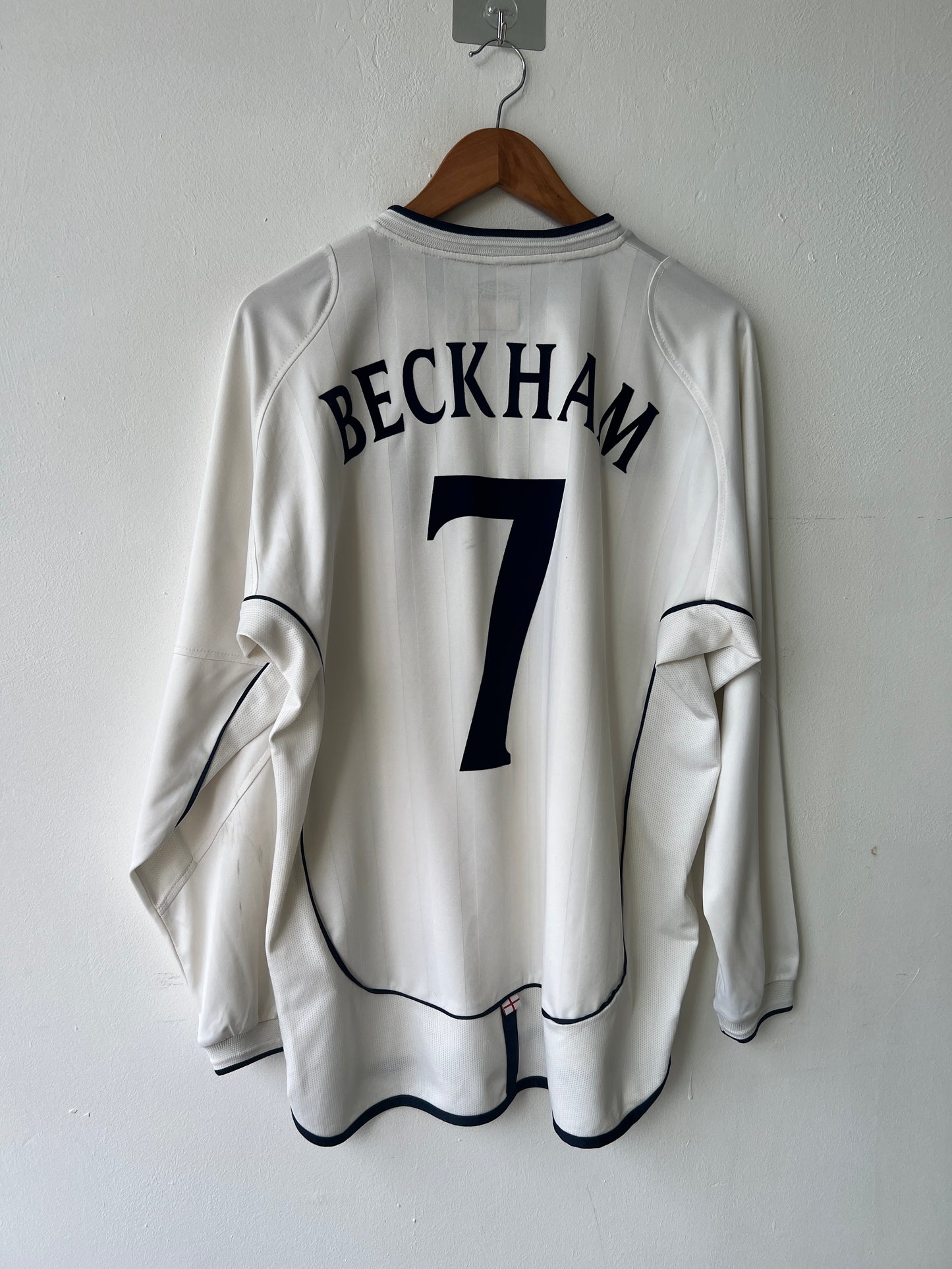 (L) England 2001-03 Home Long Sleeve Shirt Beckham #7