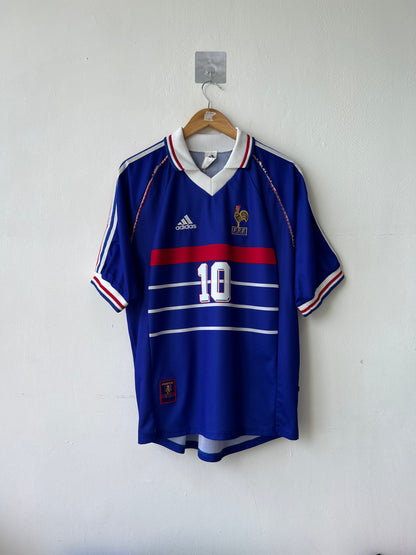 (M fits L) France 1998-00 Home Shirt Zidane #10