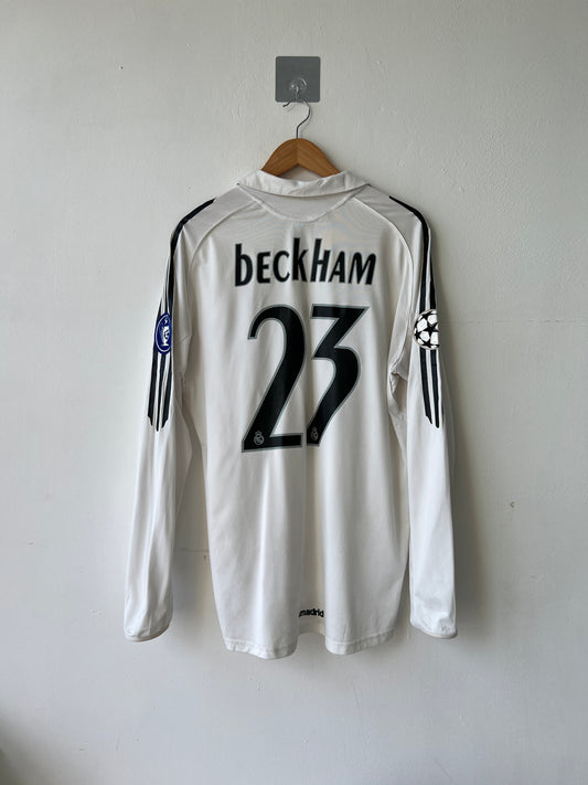 (L) Real Madrid 2005-06 Home Long Sleeve Shirt Beckham #23