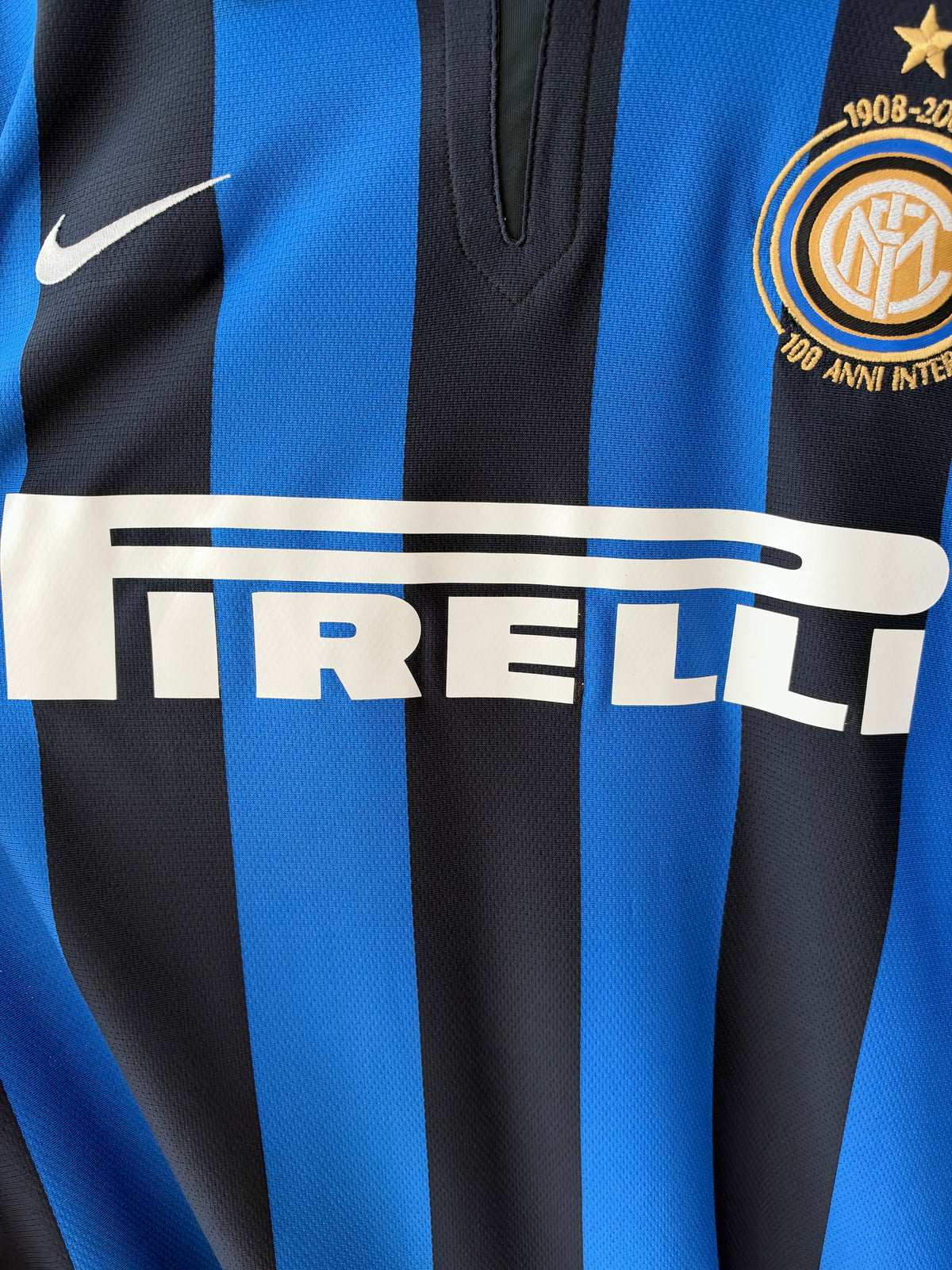 (XL) Inter Milan 2007-08 Home Long Sleeve Shirt Ibrahimovic #8