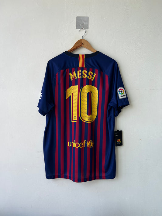 (XL) Barcelona 2018-19 Home Shirt Messi #10 (NEW)
